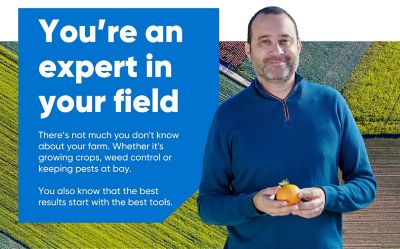 .Person with branded imagery and embedded text - You're an expert in your field