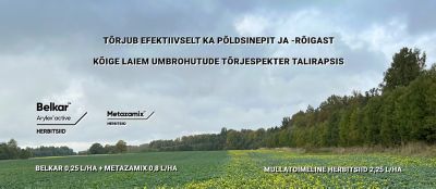NB! Belkarit võib pritsida 90% triivi vähendavate otsakutega põlluservadeni välja.