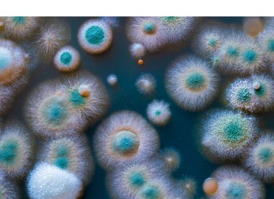 Petri plate with fungal colonies