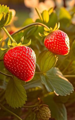 ripe strawberries in sunlight