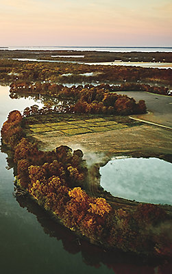 land and water scape aerial