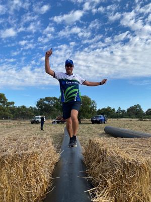 Nick testing his balance