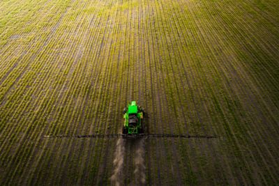 Aerial view field irrigation