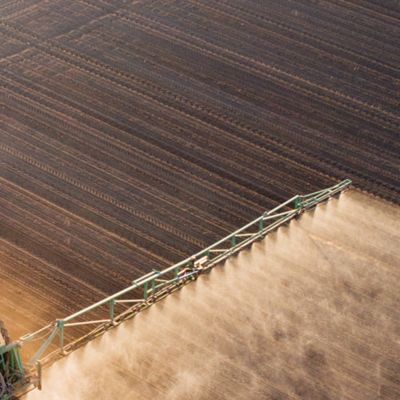 Sprayer crossing a field