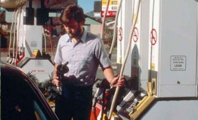 Man at gas station pump