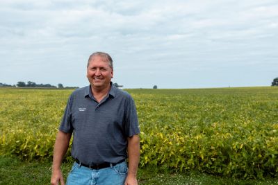 Enlist farmer in soybean field