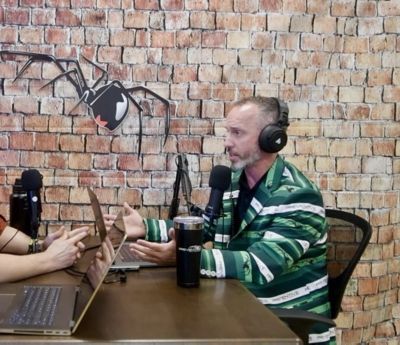 Jeremy  Logsdon doing a pod cast