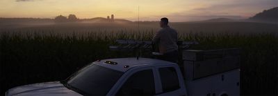 Man standing in truck