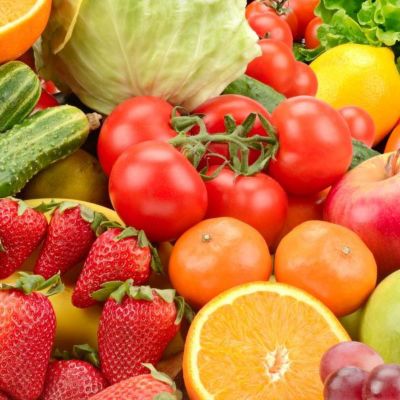 Colorful Fruits and Vegetables Display