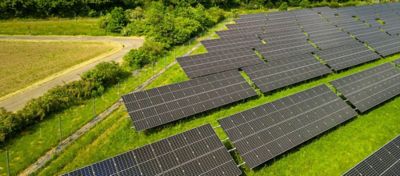 Solar panels in a field
