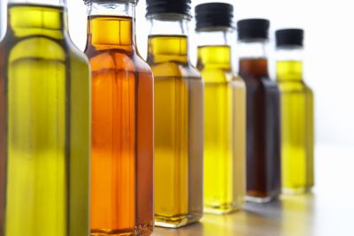 bottles of oil in different colours