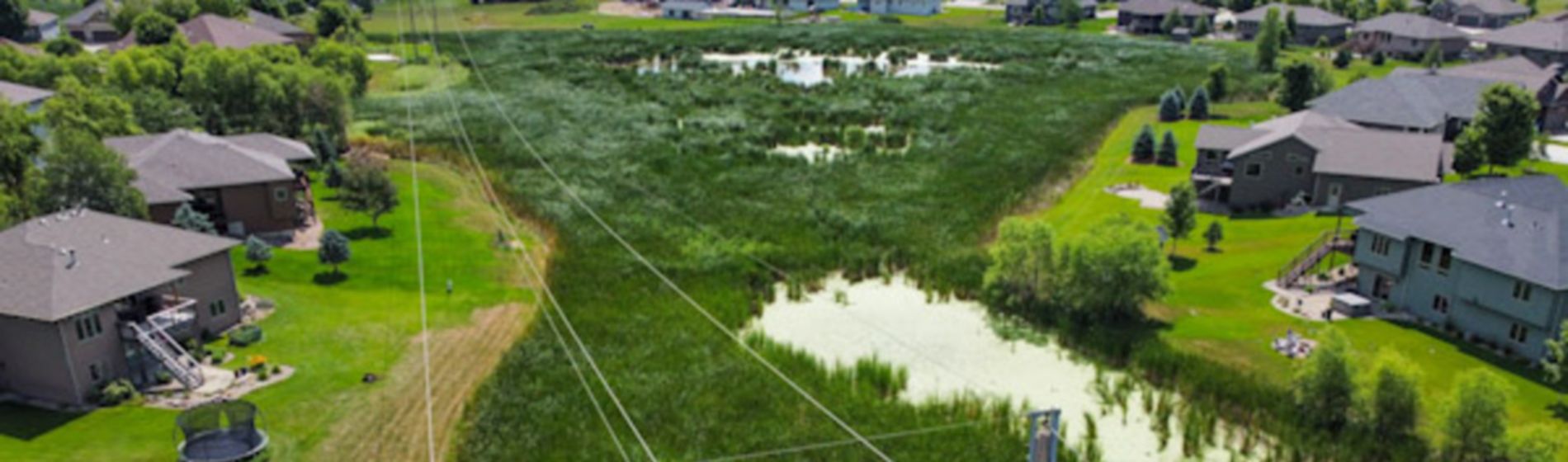 drone view of power lines