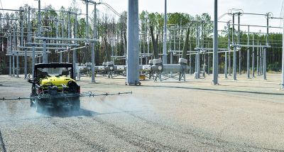 Electric power substation herbicide application
