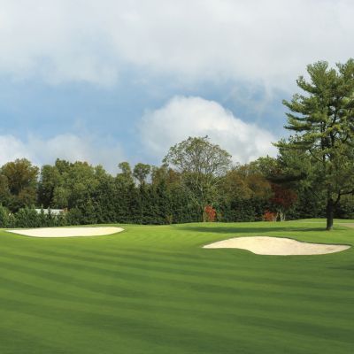 Image of golf course with sand traps