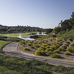 Image of golf course with fountains
