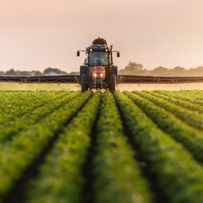 machine spraying soybeans