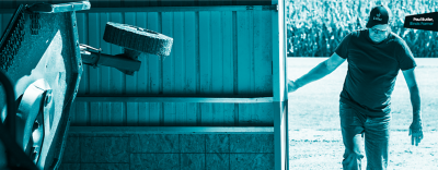 Paul Butler entering barn