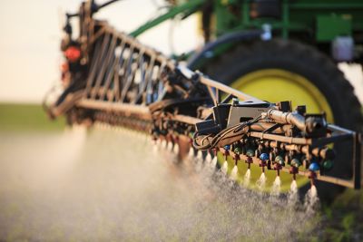 Sprayer in field prep for planting