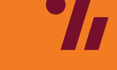 Maroon Brevant logo with an orange background