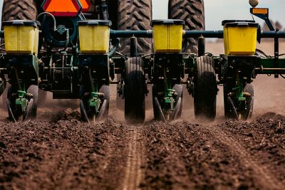 Planter in field - ground view