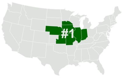 Central corn belt highlighted - NE, IA, IL, IN, eastern KS, southern MN