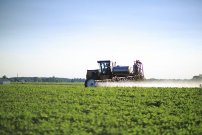 herbicide application in soybean field