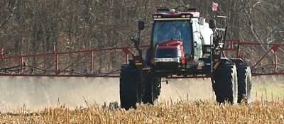 Sprayer in field fall weed control