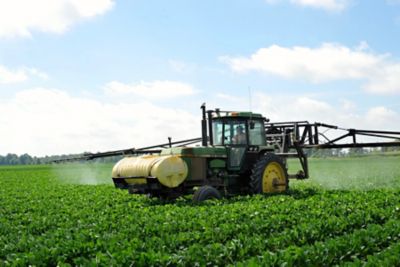 Sprayer in soybean field