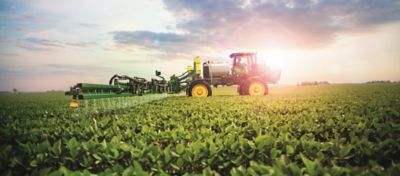 sprayer in soybean field