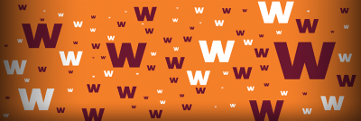 Orange background with maroon and white Ws