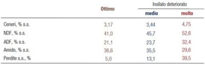 Perdite e diminuzione della qualità in silomais deteriorati.