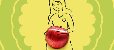 Drawing of a pregnant mother with an apple where her stomach would be
