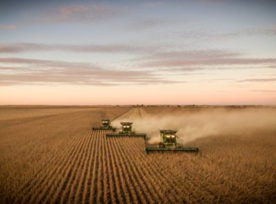 Combines harvesting field