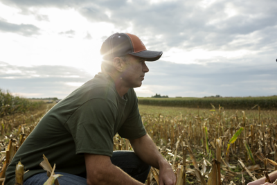 man in field