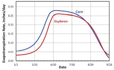 Average daily ET for corn and soybeans