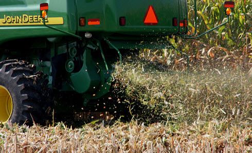 Photo: Individual kernels may be lost from either the corn head or out the back of the combine.