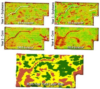 Four years of mapped yield data are combined into one Multi-Year Yield layer.