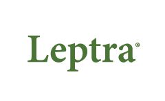 Logotipo da tecnologia Leptra escrito em verde.