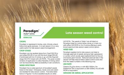 Paradigm – Late Season Weed Control