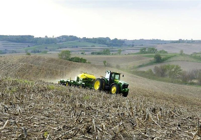 Planting no-till soybeans into heavy corn residue.