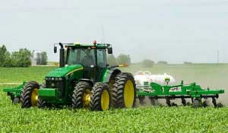 In-field application of anhydrous ammonia.