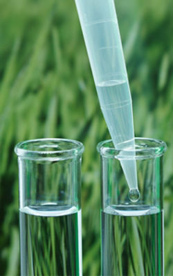 Precision micropipette transferring liquid into test tube