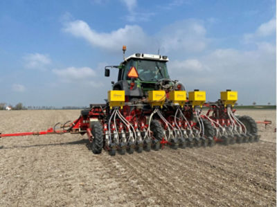 De zaaiuien in het object met Vydate 10G worden gezaaid