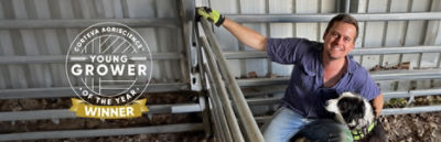 Winner Young Grower of the Year Winner Robert Arvier with his dog