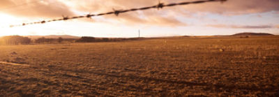 farm field view with barbed wire