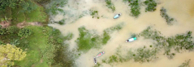 aerial view of farm flood