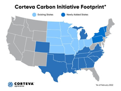 Corteva Carbon Initiative US Map