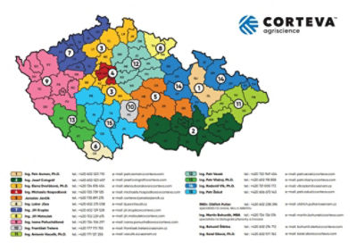 mapa obchodních zástupců Corteva