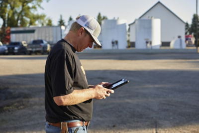 Man looking at Ipad