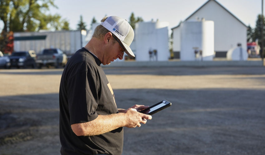 Man looking at Ipad